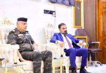 الدكتور السهلاني يقدم التعازي لقائد شرطة الديوانية بوفاة والده